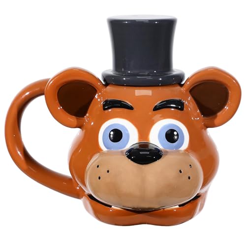 Five Nights At Freddy's Sculpted Freddy Fazbear Ceramic Mug With Hat Lid 23 oz