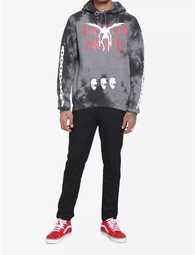 Official Crunchyroll Death Note Rules & Ryuk Dark Wash Tie Dye Hoodie