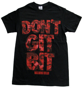 The Walking Dead Mens T-Shirt  - Don't Git Bit Zombie Filled Logo Image