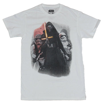 Star Wars Force Awakens  Mens T-Shirt - Kylo Ren Draw Saber Flanked By Troopers