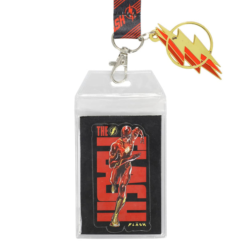 The Flash Movie Lanyard with Breakaway Metal Charm and ID Sleeve