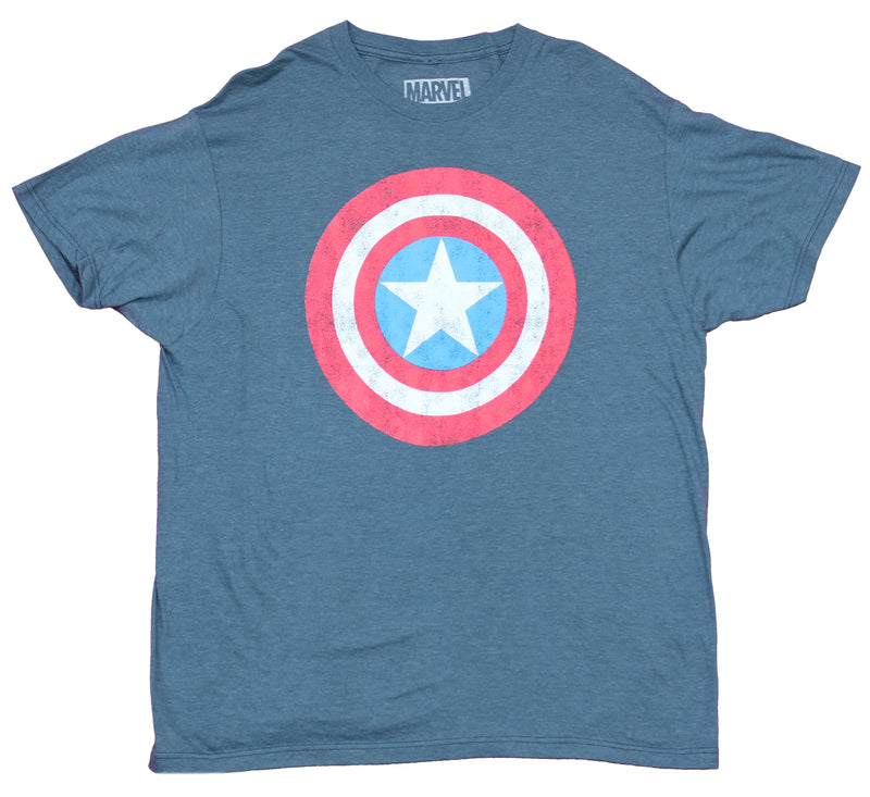 Captain America Mens T-Shirt - Shield Logo Faded Full Color Print Design