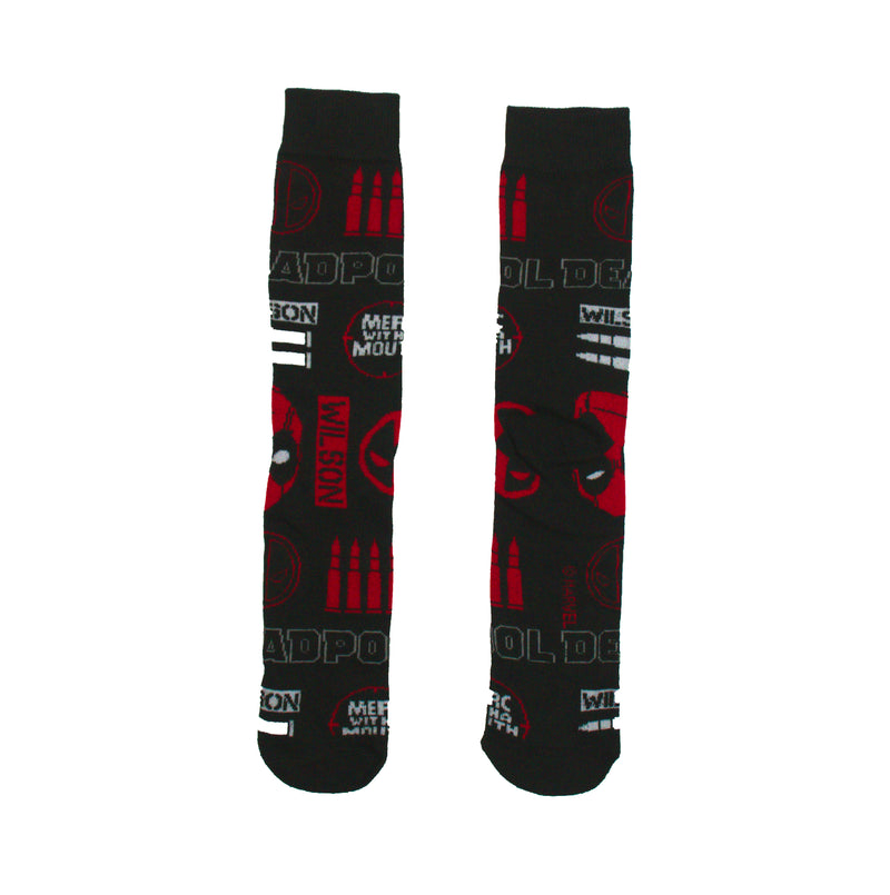 Deadpool Merc with a Mouth Patches all over Men's Crew sock
