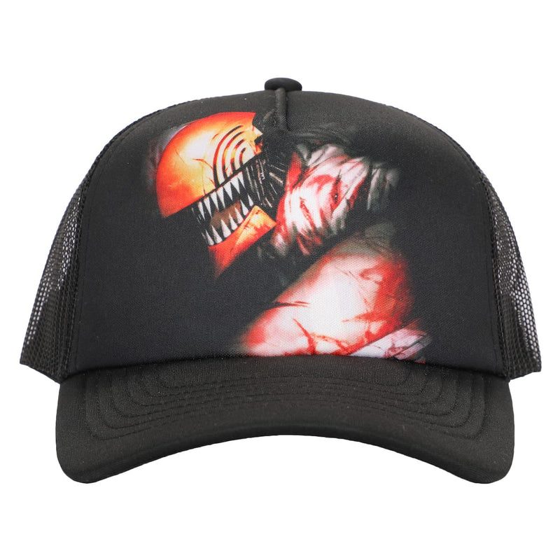 Bioworld Chainsaw Man Logo & Pochita Men's Black Precurve Snapback Hat