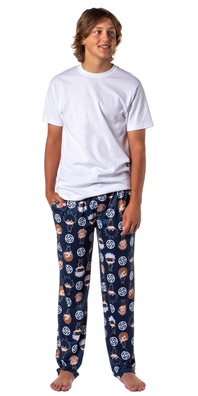 Bioworld Jujutsu Kaisen Men's Chibi Sorcerers School Logo Allover Print Lounge Pajama Pants
