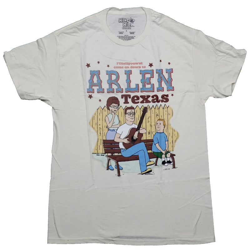 King of the Hill Mens T-Shirt - Family On Bench Below Arlen Texas