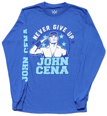 WWE John Cena Saluting Longsleeve Mens T-Shirt - Never Give Up