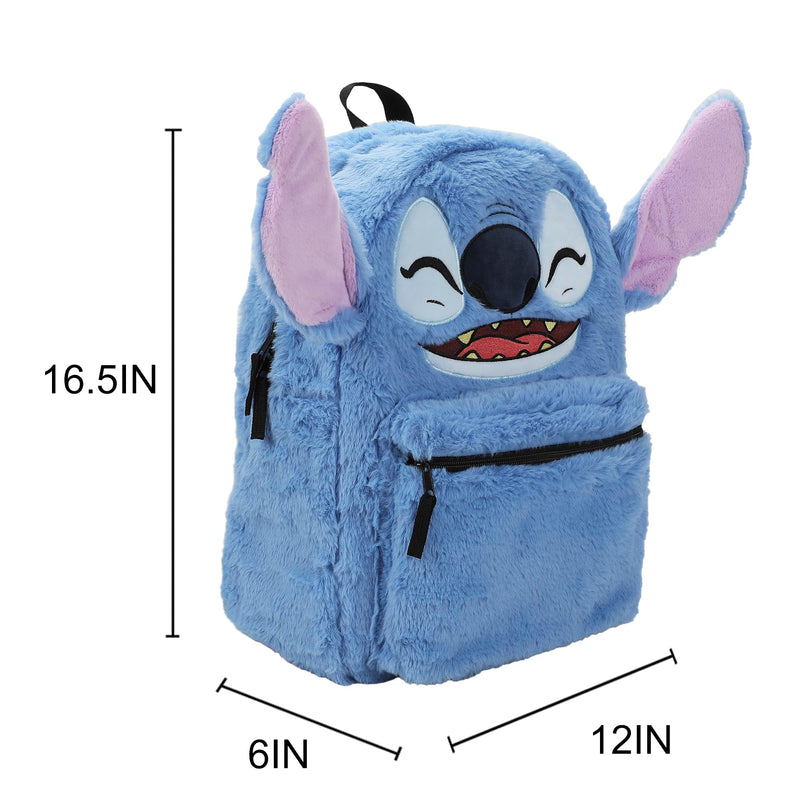 Bioworld Unisex Kids Disney Stitch Plush Character & Tropical Print 16.5" Flip Pak Reversible Backpack (Little Kid/Big Kid) Aop One-Size
