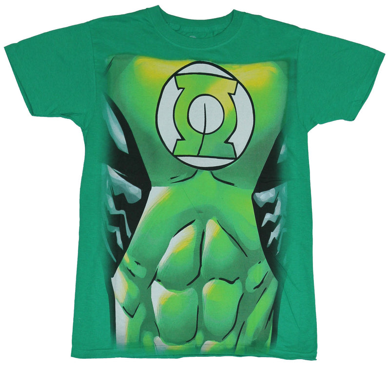Green Lantern (Dc Comics) Mens T-Shirt - Ripped Abs Costume Front
