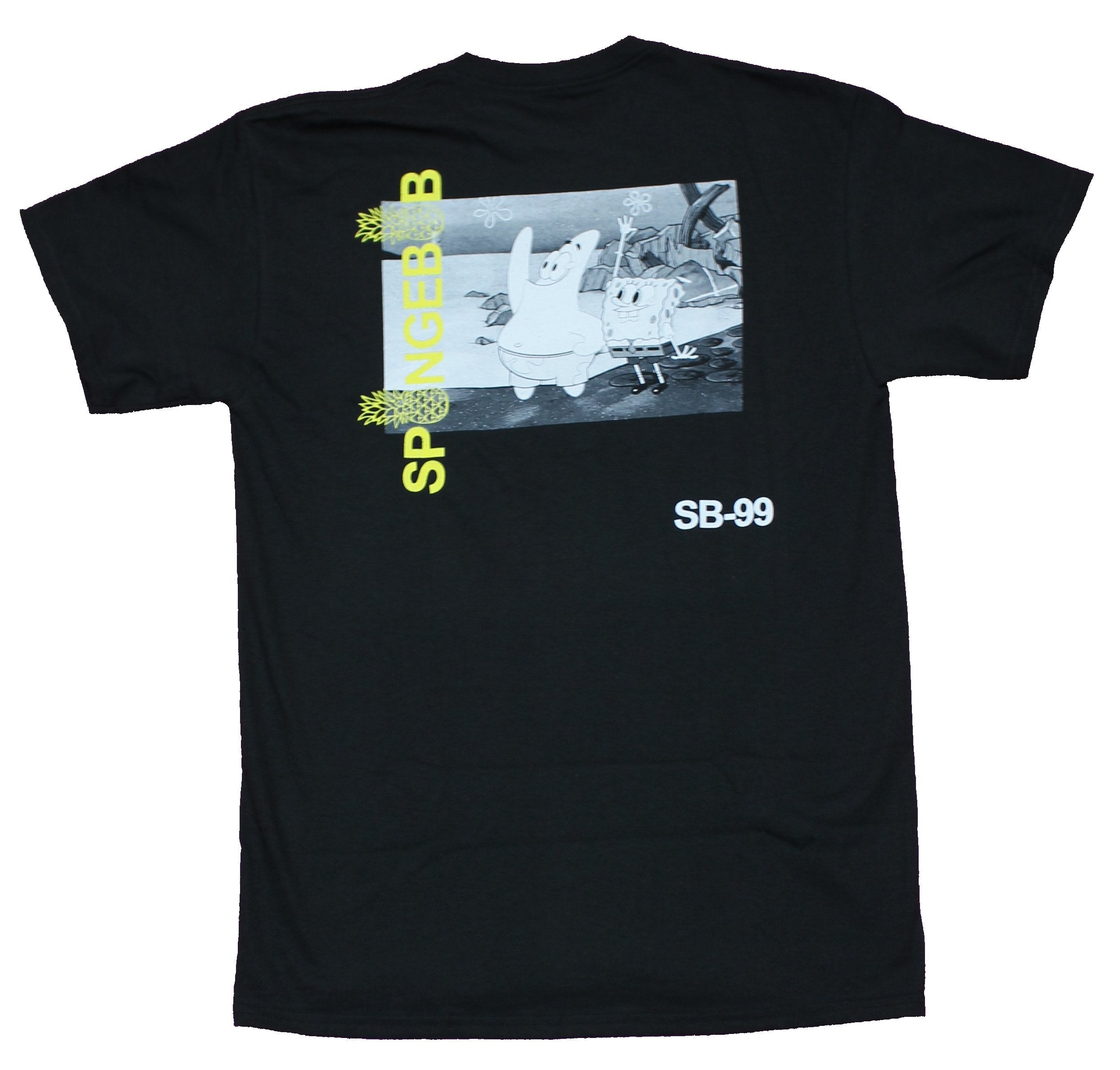 Spongebob Squarepants Mens T-Shirt - SB-99 Patches B & W Pic Back