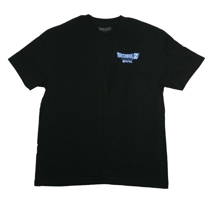 Dragon Ball Z Mens T-Shirt - Lapel Logo Blue Versions of Goku on Back