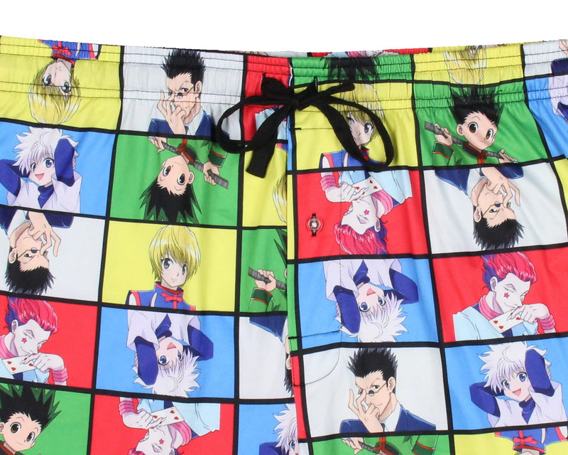 Hunter X Hunter Men's Gon Killua Kurapika Leorio Hisoka Character Grid Adult Lounge Bottoms Pajama Pants