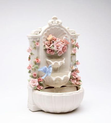Cosmos SB49056 Fine Porcelain Floral Fountain Musical Figurine, 8-7/8-Inch