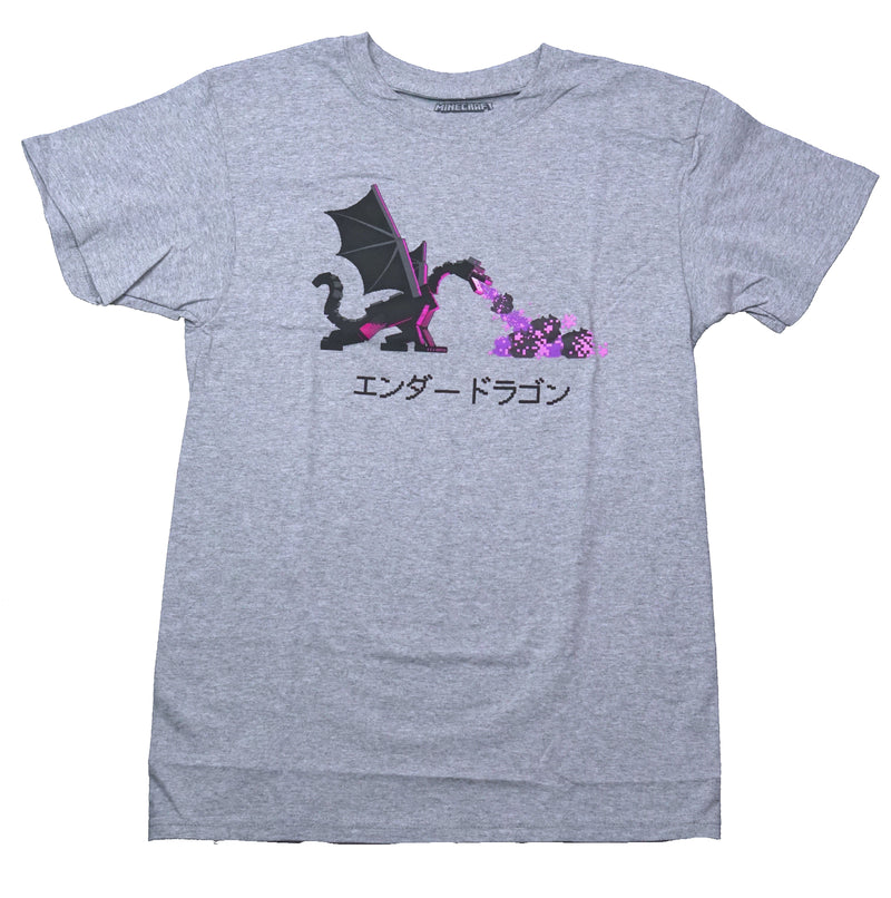 Minecraft Mens T-Shirt - Pixel Image of Dragon over Kanji Name