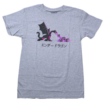 Minecraft Mens T-Shirt - Pixel Image of Dragon over Kanji Name