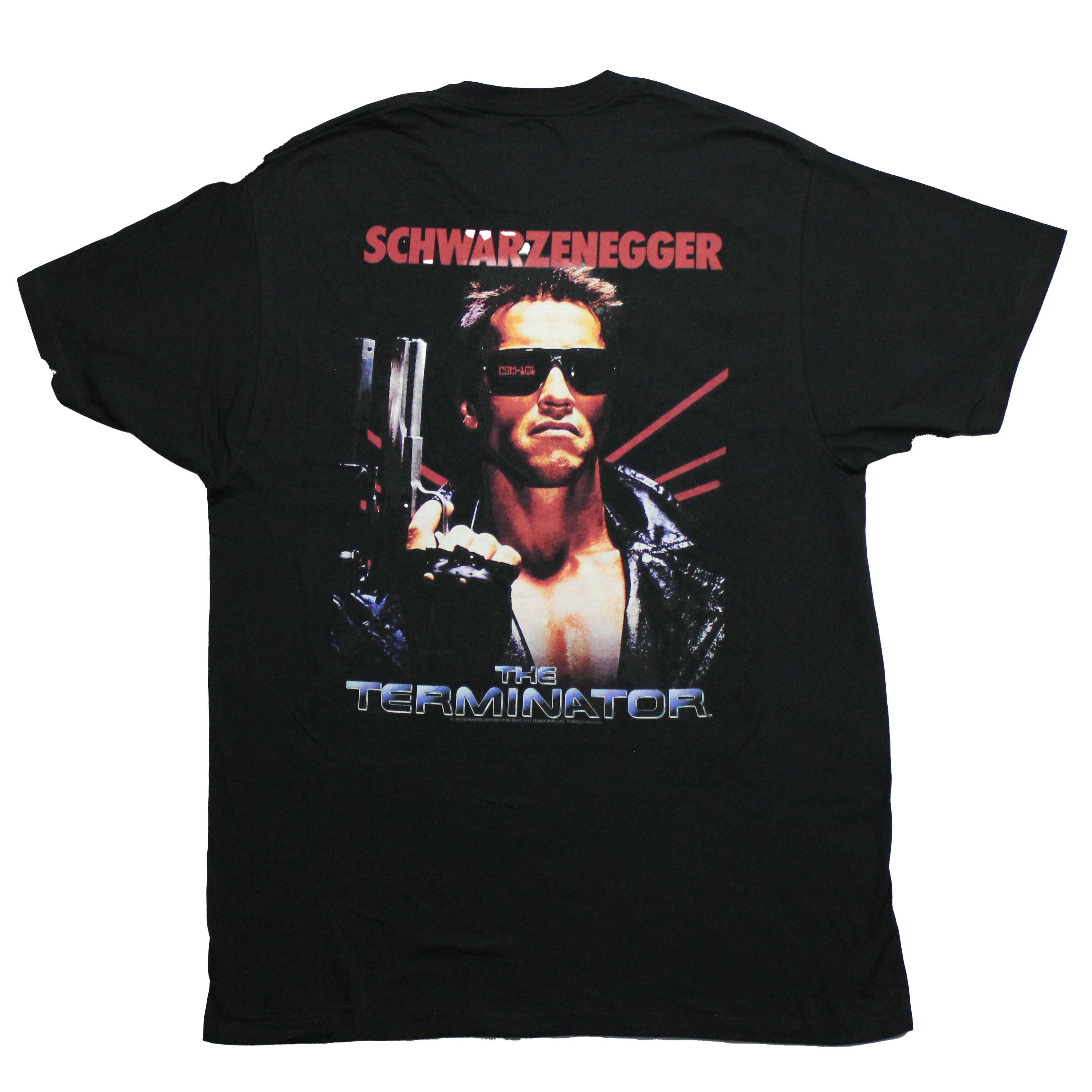 The Terminator Mens T-Shirt - I'll Be Back Schwarzenegger Image on Back
