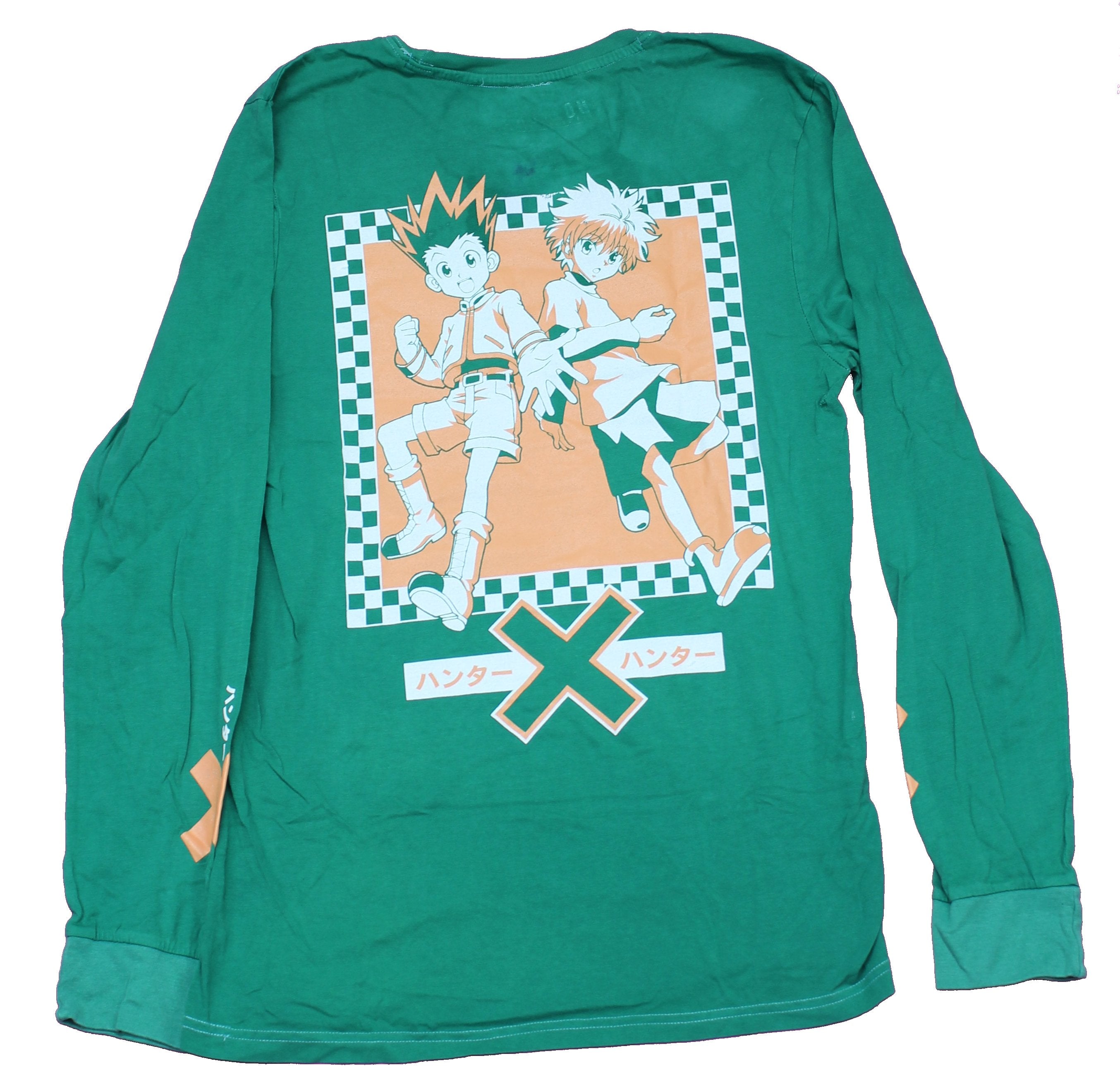 Hunter X Hunter Mens Long Sleeve T-Shirt - Salmon Logo Front  Duo Back