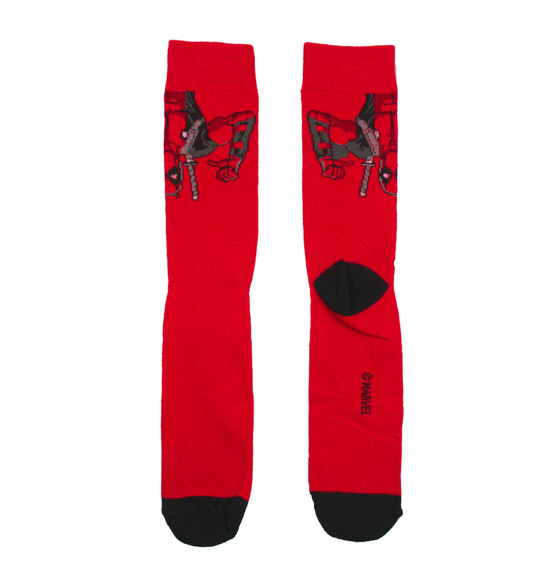 Marvel Deadpool Hanging Upside Down Pose Men's Crew sock