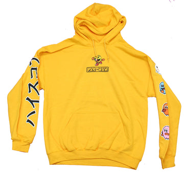 Pac-Man Mens Hoodie -  Pac-Man Logo Ghost Kanji Sleeves