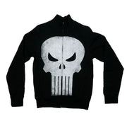 The Punisher Mens Zip Up Jacket - Classic Distressed Logo - Inmyparentsbasement.com