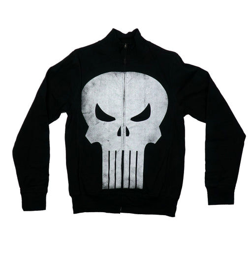 The Punisher Mens Zip Up Jacket - Classic Distressed Logo - Inmyparentsbasement.com