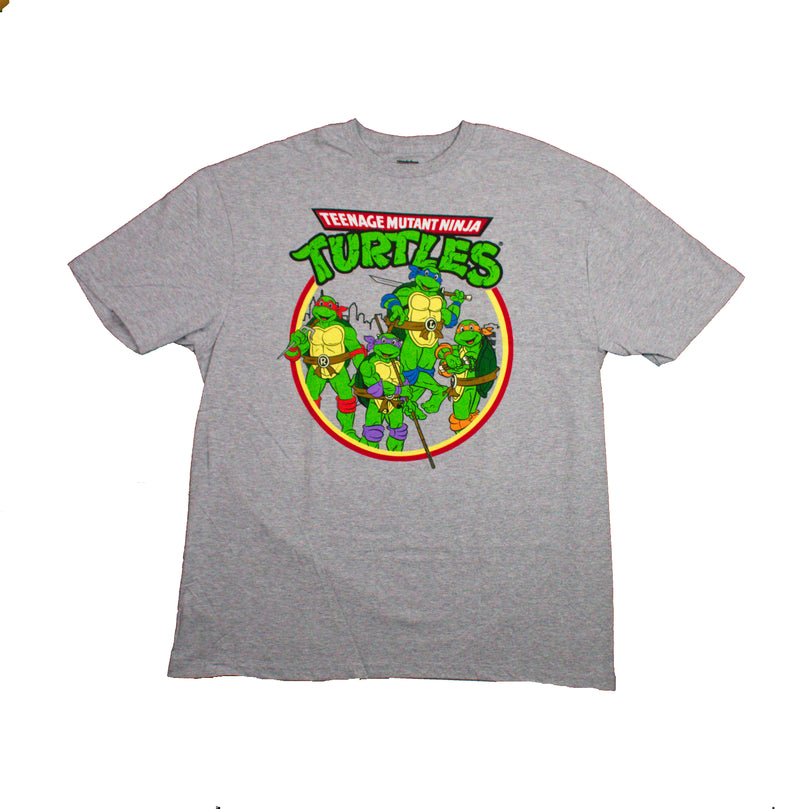 Teenage Mutant Ninja Turtles Mens T-Shirt -Smiling Posing City Outline