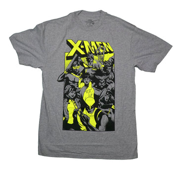 X-Men Mens T-Shirt -  Gray and Yellow Group Under Name