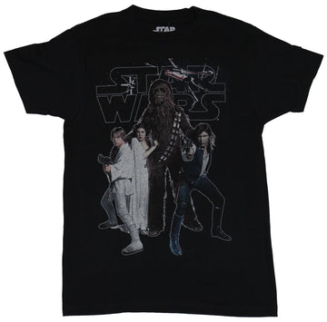 Star Wars Mens T-Shirt - Episode IV Distressed Group Over Logo Image