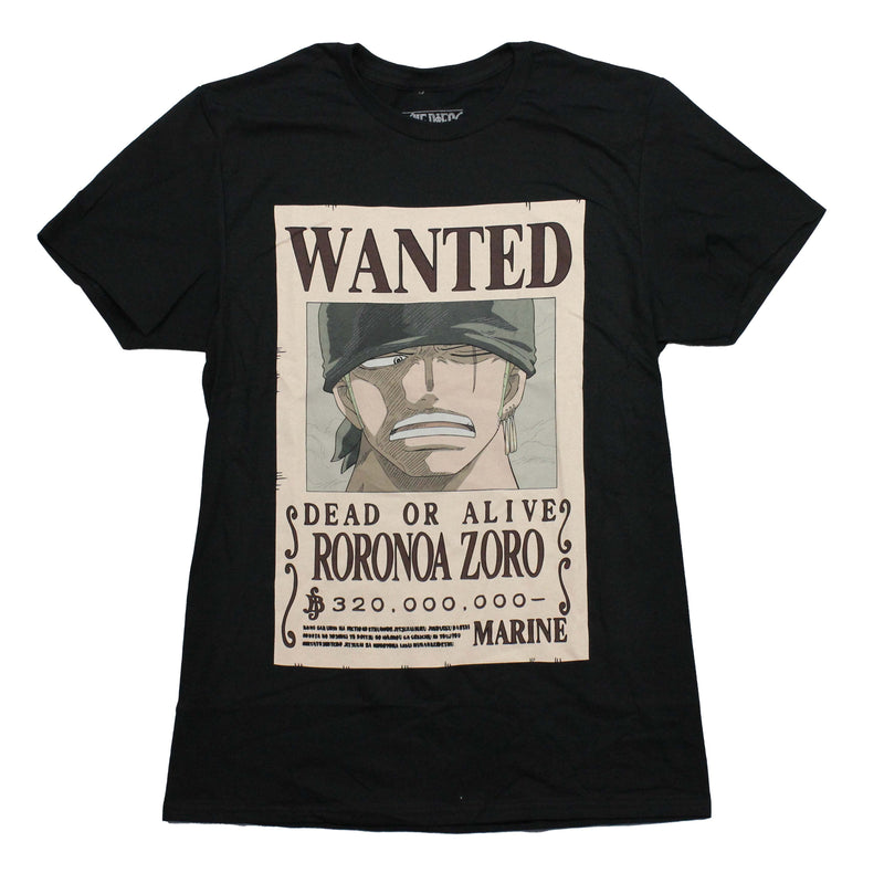 One Piece Mens T-Shirt - WANTED Dead or Alive Roronoa Zoro Poster - Inmyparentsbasement.com