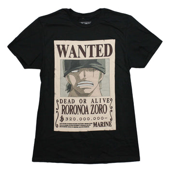 One Piece Mens T-Shirt - WANTED Dead or Alive Roronoa Zoro Poster