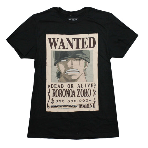 One Piece Mens T-Shirt - WANTED Dead or Alive Roronoa Zoro Poster - Inmyparentsbasement.com