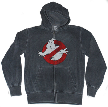 Ghostbusters Mens Zip Up Hoodie- Distressed Classic No Ghost Logo