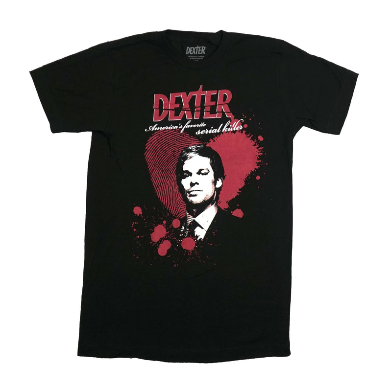 Dexter Mens T-Shirt - America's Favorite Killer Bloody Fingerprint Heart