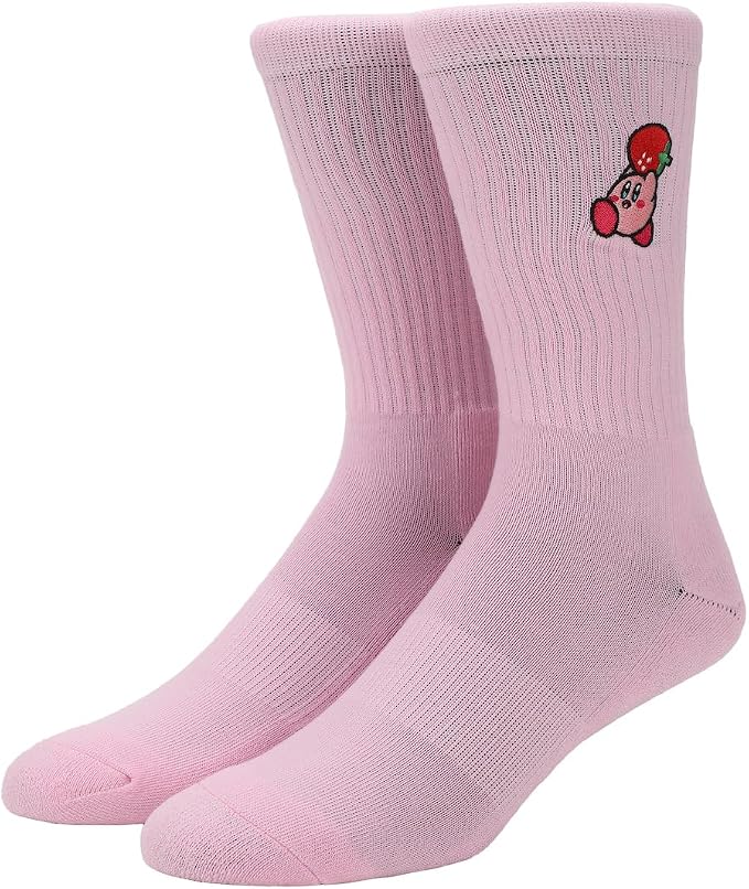 Bioworld Kirby Carrying Strawberry Men's Pink Athletic Crew Socks