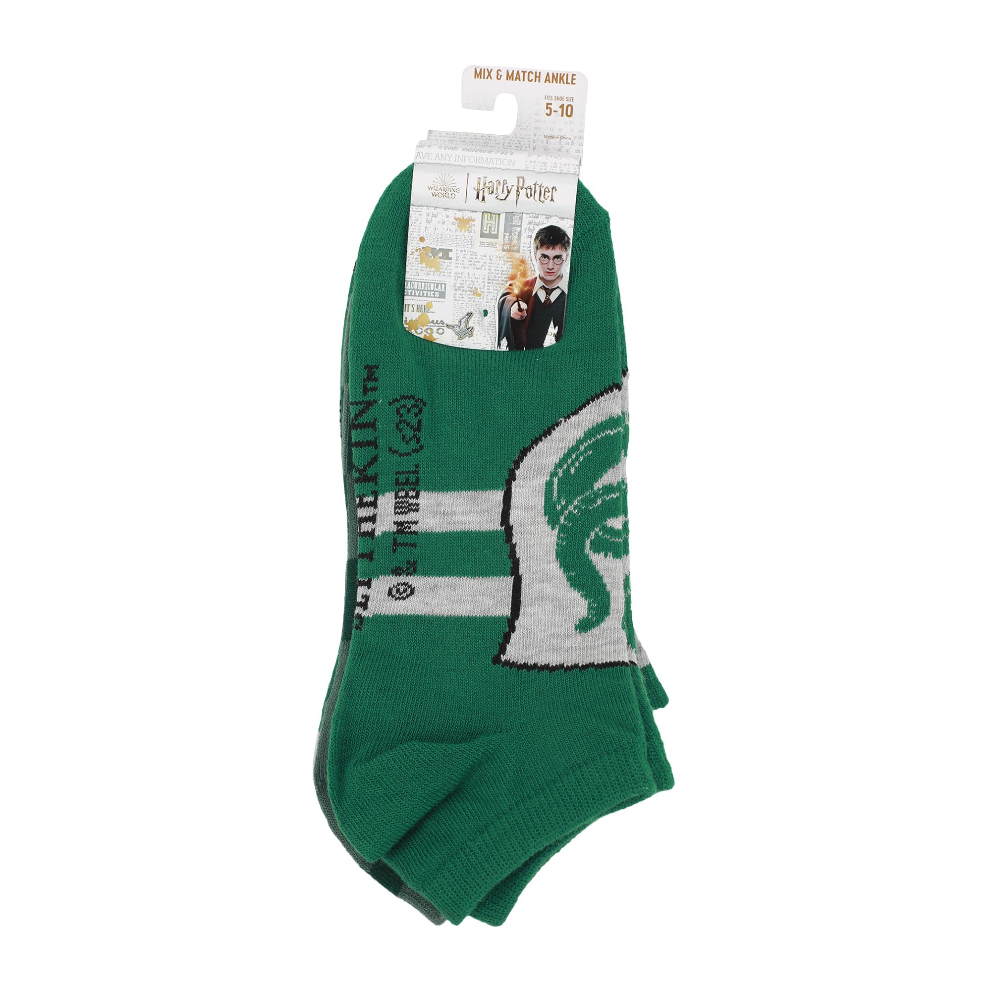 Harry Potter Slytherin Ankle Socks 5-Pack for Women