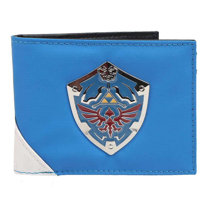 Bioworld Legend Of Zelda Metal Hylian Shield Men's Blue Bi-Fold Wallet - Inmyparentsbasement.com