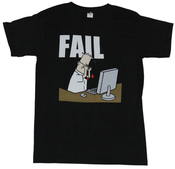 Dilbert Mens T-Shirt - Fail Distraught Dilbert at A Desk Image
