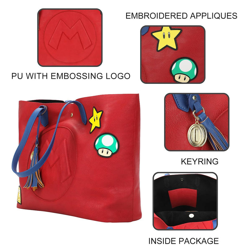 Super Mario Bros Power-Up Patches Women's Red Tote