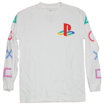 Playstation Mens Long Sleeve T-Shirt - Controller Symbols lapel logo