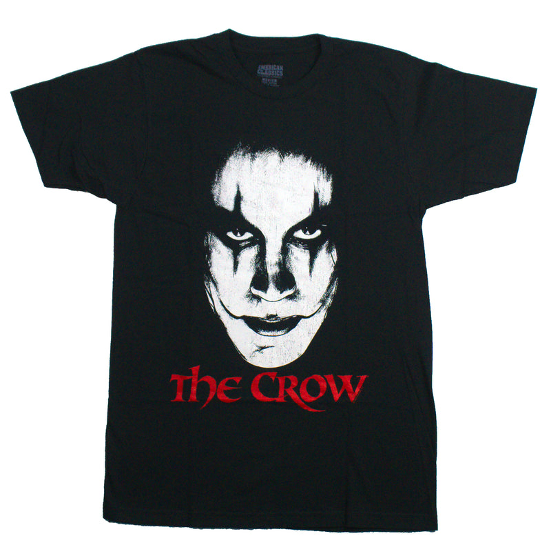 The Crow Mens T-Shirt - White Distressed Crow Face Over Name
