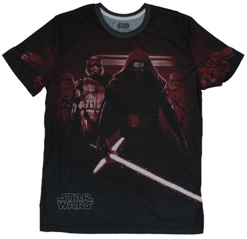 Star Wars Mens T-Shirt  - Sublimation Style Kylo Flanked By First Order Red Ti