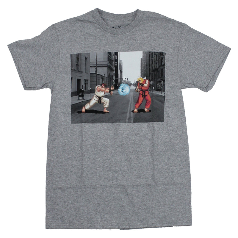 Street Fighter Mens T-Shirt - Ryu Ken City Streets Showdown