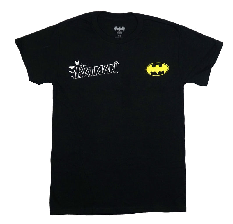 Batman & Robin Mens T-Shirt - Lapel Logos Gray Comic Cover Back Boy Wonder