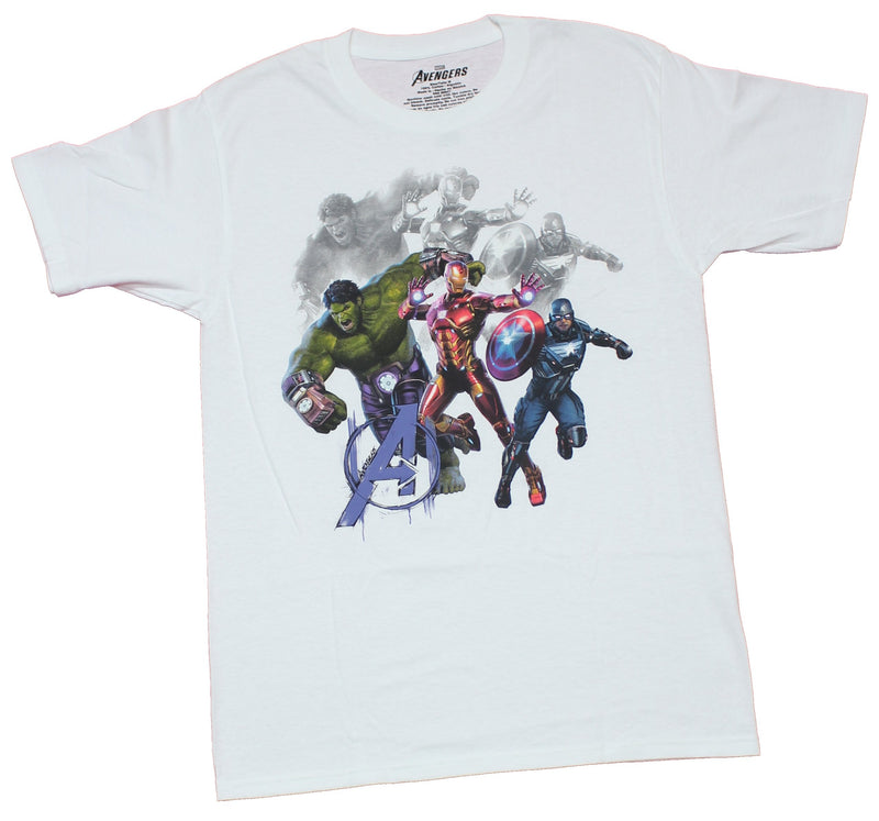 Avengers Mens T-Shirt - Hulk Captain America Iron Man Color Over Faded