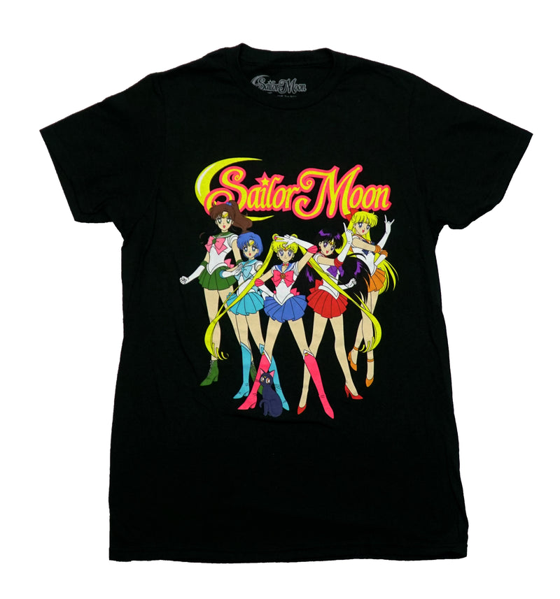 Sailor Moon Mens T-Shirt - Sailor Guardians Posing Under Logo - Inmyparentsbasement.com