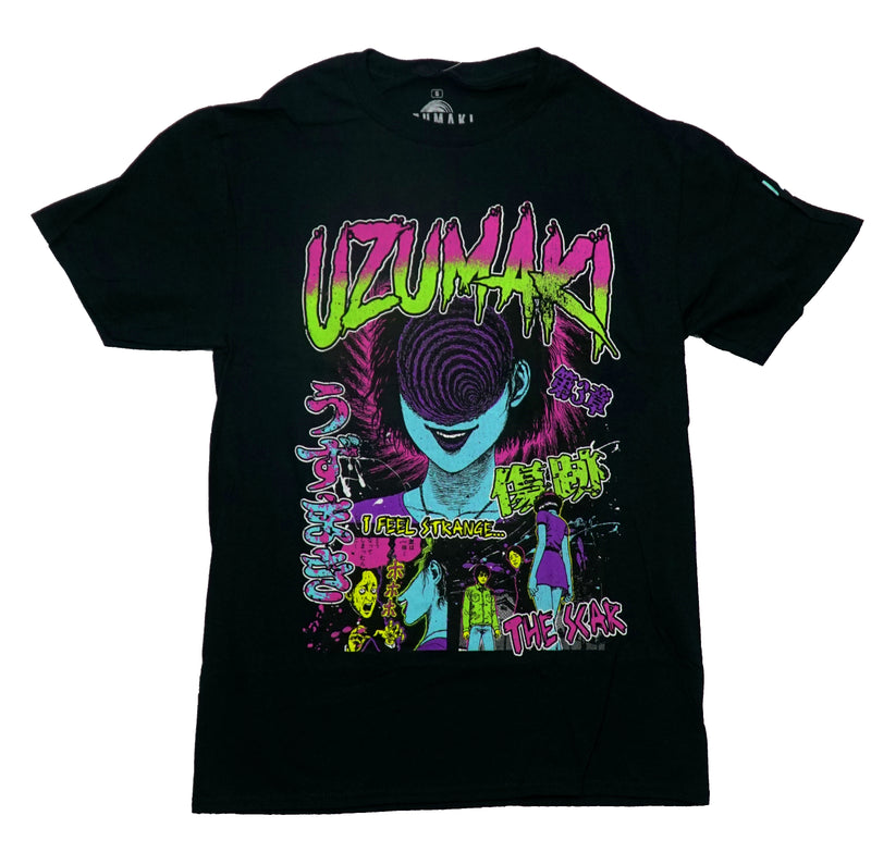 Junji Ito Uzumaki Mens T-Shirt -Colorful I Feel Strange The Scar Sleeve