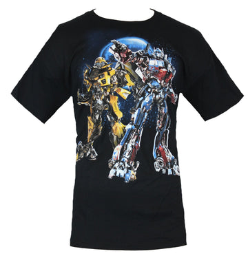 Transformers Mens T-Shirt - Bumblebee Optimus Prime Moonlit Movie Style Image