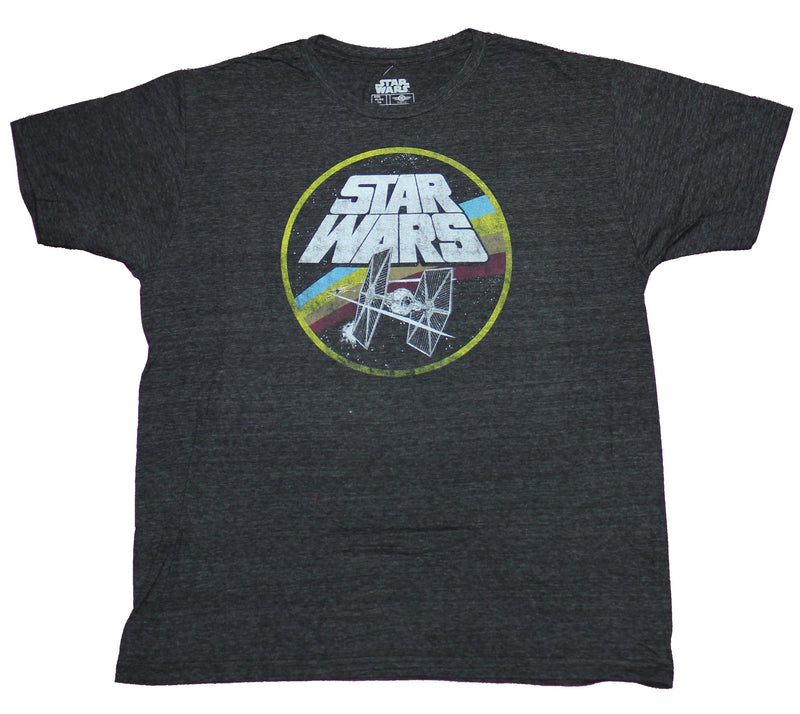Star Wars Mens T-Shirt - Tie Fighter Distressed Multi Color Circle Image
