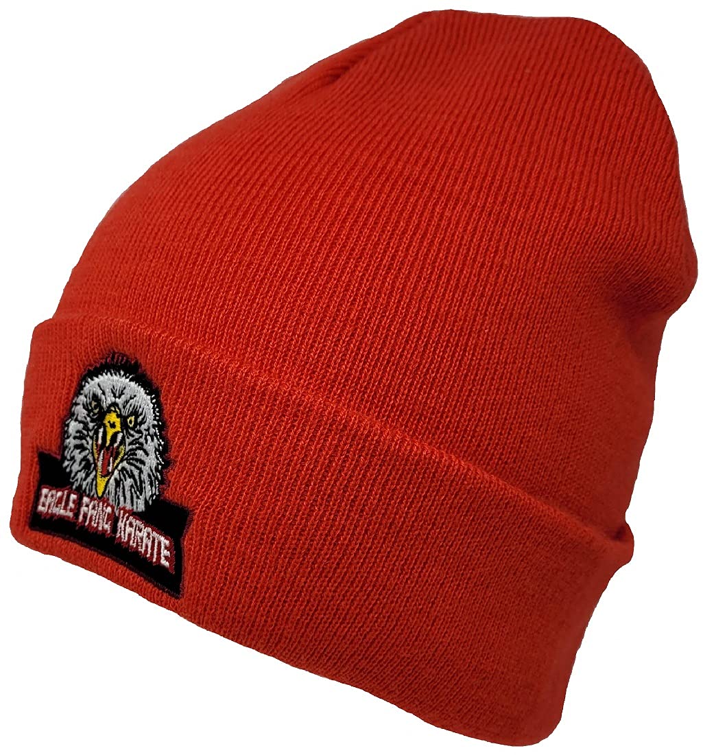 Ripple Junction Cobra Kai Eagle Fang Karate Dojo Logo Patch Adult Unisex 100% Acrylic Cuffed Knit Beanie Hat Red