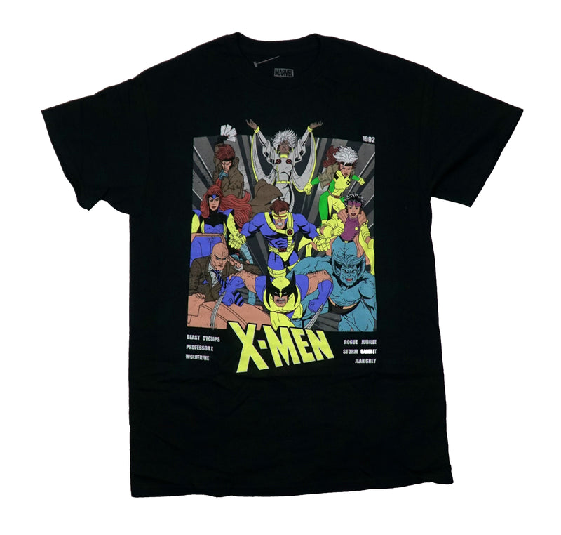 X-Men Mens T-Shirt - Heroes 1992 over Logo and Small Print Names